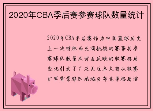 2020年CBA季后赛参赛球队数量统计